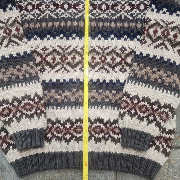 Vintage 90s Van Heusen Men's Medium Geometric Aztec Crewneck Grandpa Sweater - Picture 7 of 7